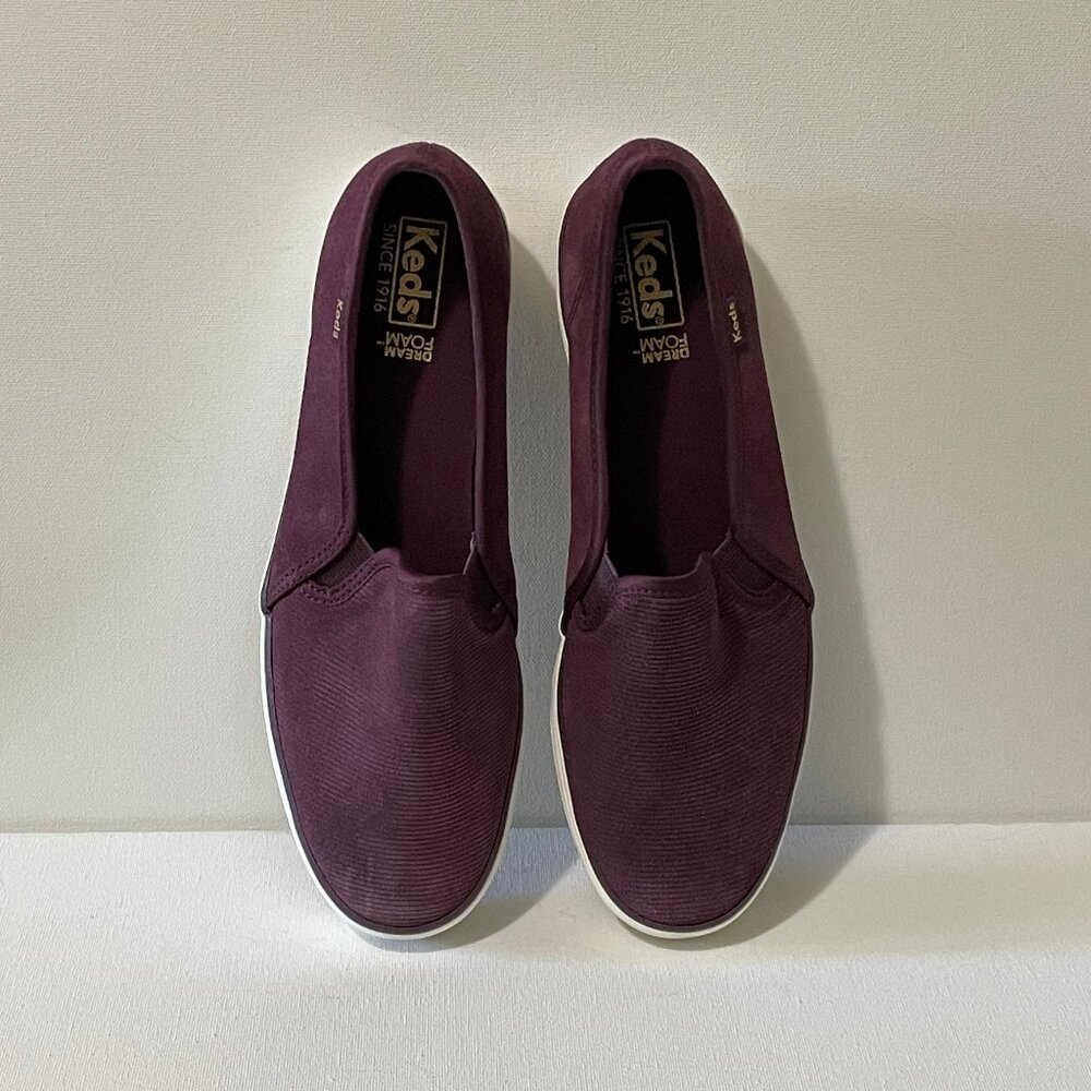 EUC Keds Women's Size 8 Soft Suede Merlot/Burgundy Double Decker Slip-on